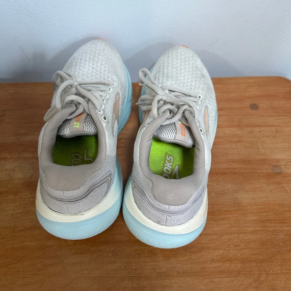 Brooks Glycerin 21 Running Shoes Women 8 Tan Blue 1204081B195 Neutral Cushion